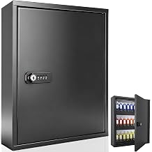 48 Key Lock Box Wall Mount, Heavy-Duty Key Cabinet with Combination Lock & Key Lock, Key Organizer for Office, Property Management, Hotel, Car Dealership-Includes 48 Key Tags, Mounting Hardware