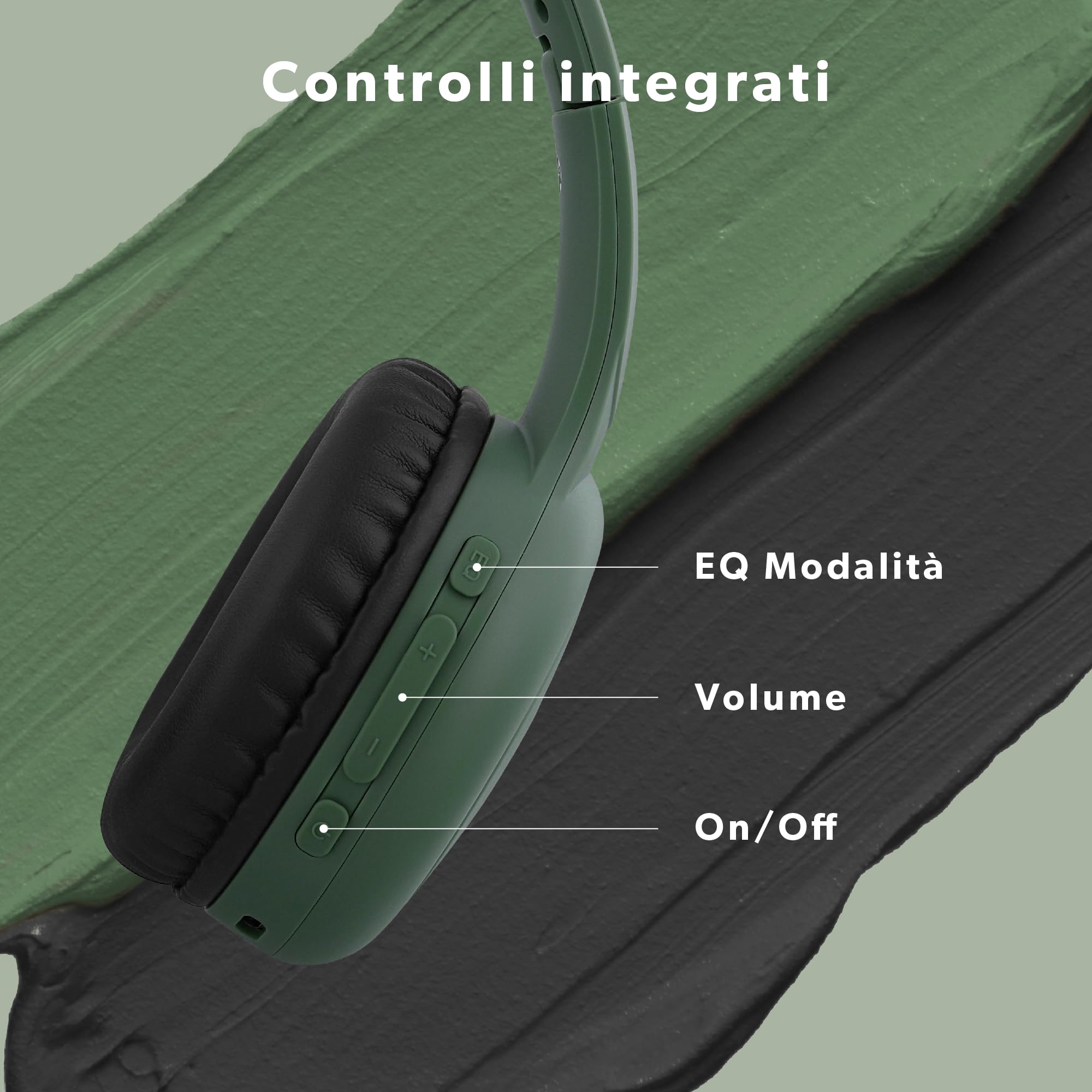 T'nB - Cuffie On-Ear Bluetooth Senza Fili, Confortevole On-ear, Cuscinetti in Schiuma, Microfono Incorporato, Archetto Regolabile, Durata della Batteria di 24 Ore, Leggero e Pieghevole - Verde