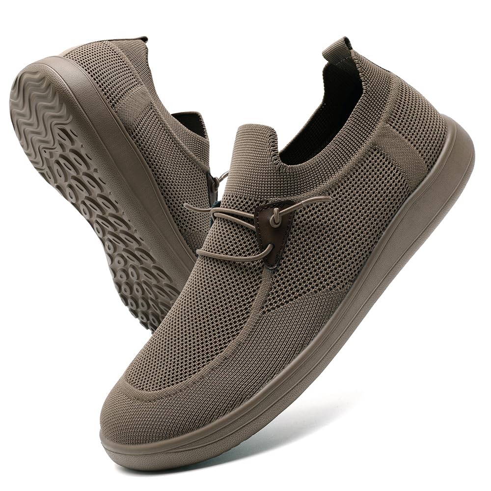 CAIQDM Bequeme nackte Slip-On-Loafer für Herren hautfreundliche rutschfeste Innensohlen Walking-Freizeitschuhe Retro-Mode leichte und atmungsaktive Outdoor-Fitness-Joggingschuhe
