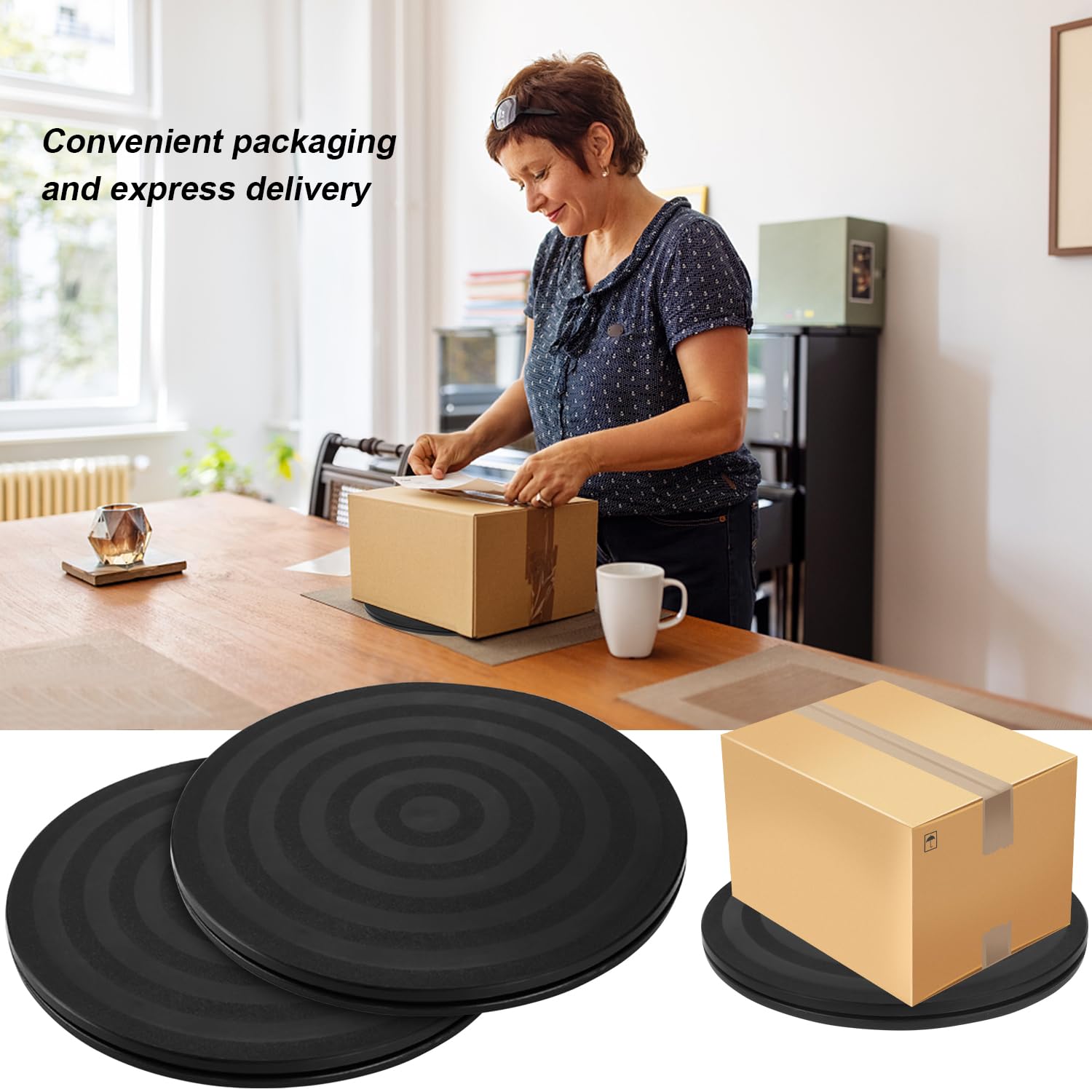 NTGRTY 2 Pezzi Supporto Girevole di 360 ° con Cuscinetti a Sfera 20CM Piattaforma Roteante Supporto Girevole Manuale di 360 ° per Giradischi per TV, Monitor, Altoparlanti (Nero)