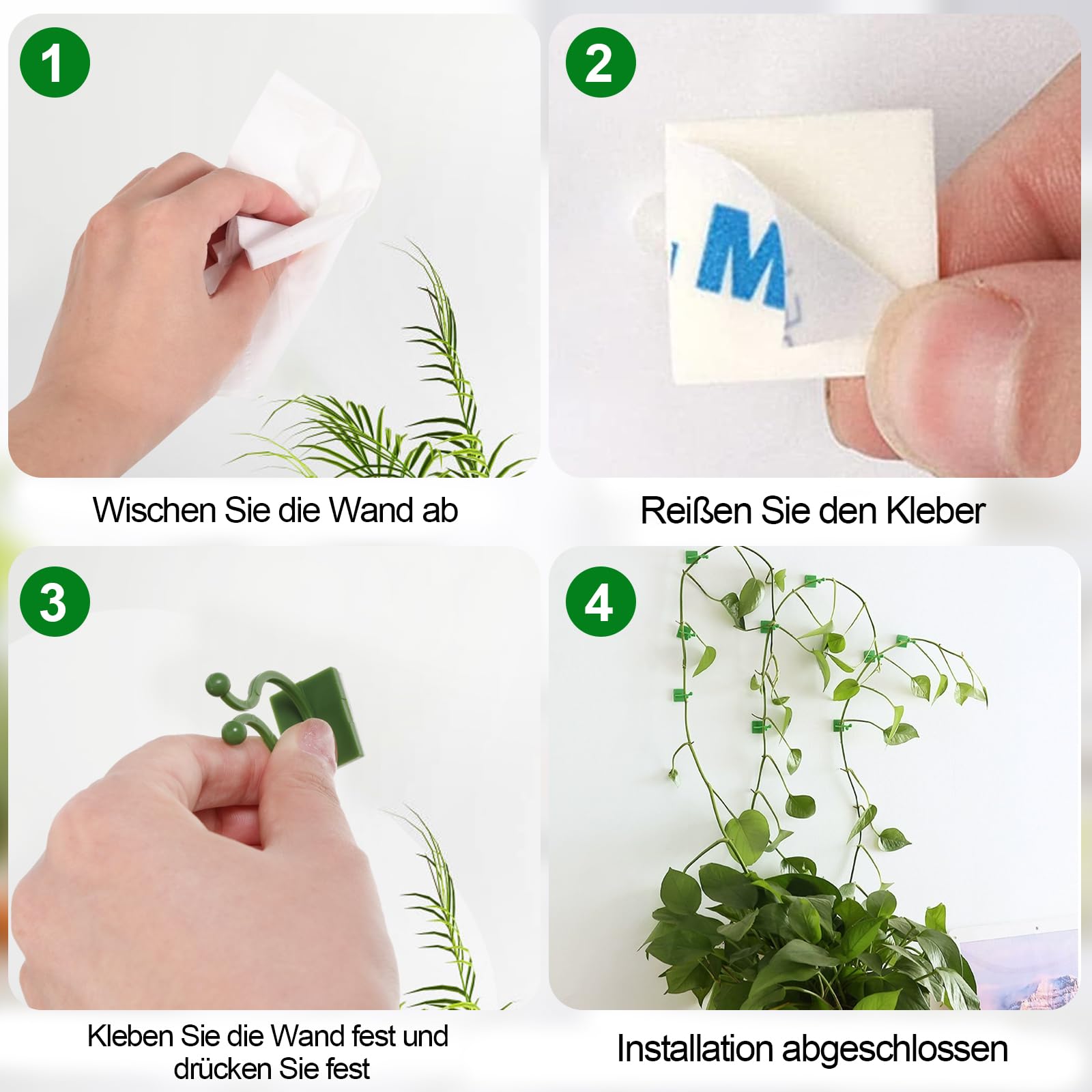 30 Attaches Murales En Forme De Feuilles – Pour Plantes Grimpantes Et Fils – Auto-Adhésives – Vert – Organisez Votre Décoration Végétale
