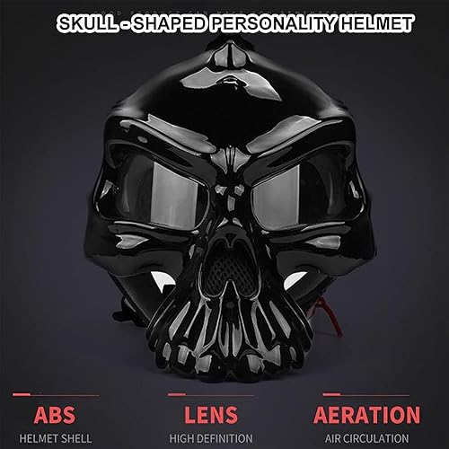 Miniatura 5 de Casco retro con diseño de calavera, medio casco para adultos, unisex, casco de scooter eléctrico, cara abierta, con máscara y guantes, certificado