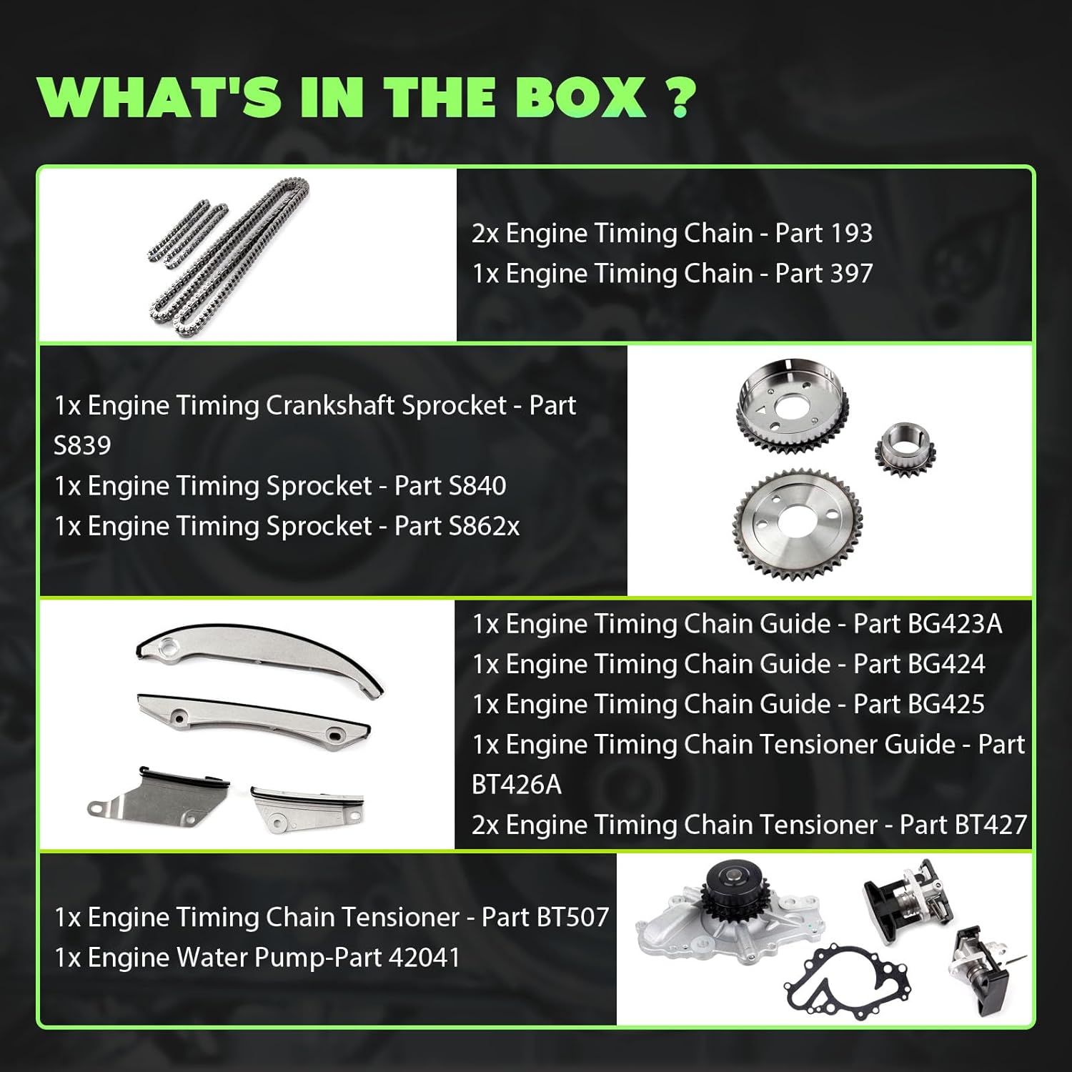 SCITOO Engine Timing Chain With Water Pump Kit Replaces for Chrysler 300 Concorde Intrepid Sebring for Dodge Charger Intrepid Magnum Stratus 2002-2006 2.7L TK140B 9-0397SA