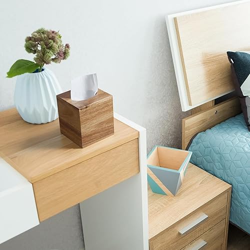Miniatura 6 de ALELION Caja de pañuelos cuadrada  Soporte para caja de pañuelos de madera de acacia para mesitas de noche de mesa, baño y oficina, cubierta