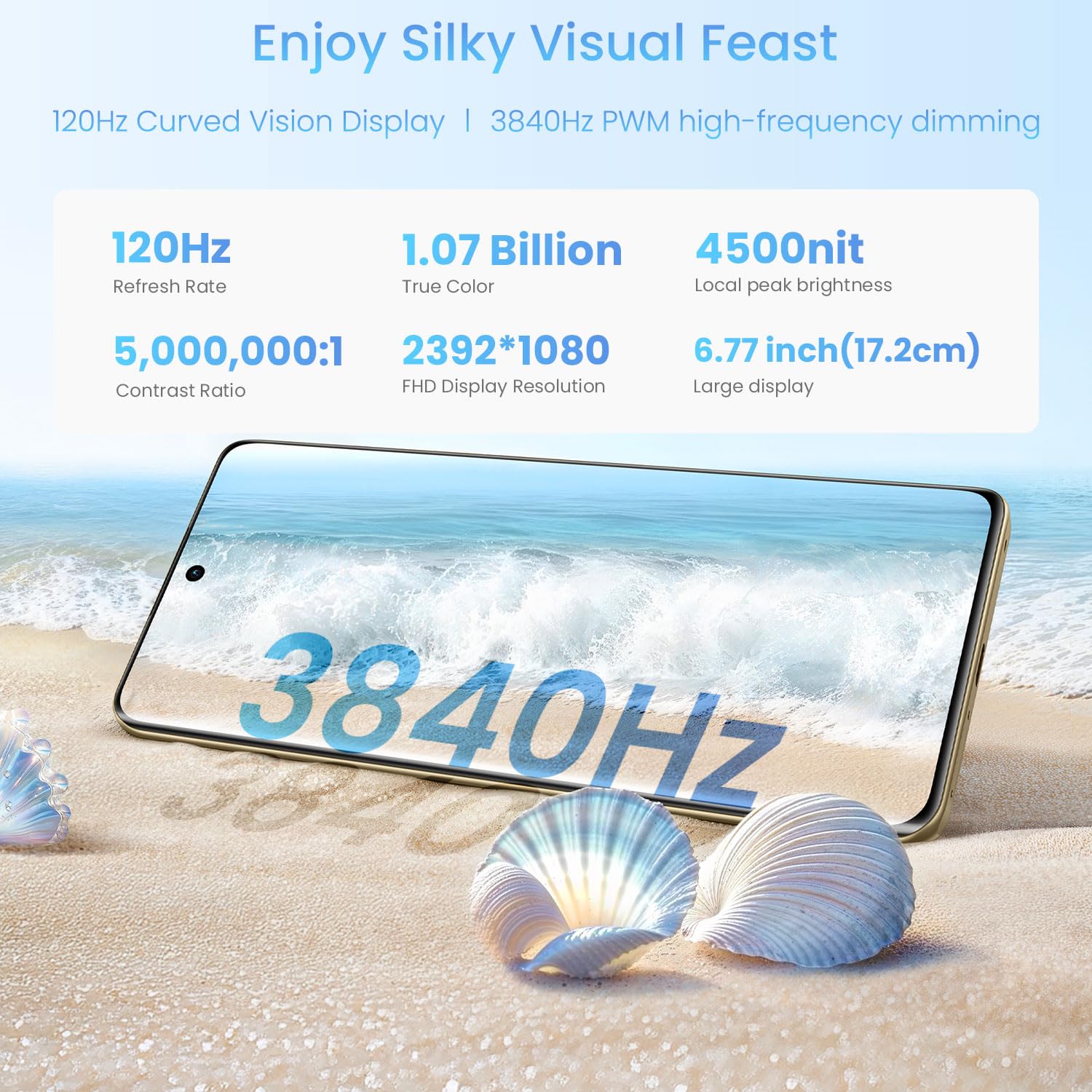 realme 14 Pro Smartphone 5G 12+512GB,Pearl White, 6.72 Pouces d'écran incurvé, 120Hz d'affichage, 45W SuperVOOC, 5130 mAh de Batterie, 50 MP de caméra, Dimensity 7300 Energy, IP69