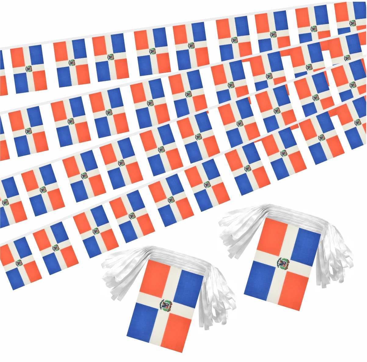 2 Pack Dominican Republic Flag Banner String Small Mini 66 Feet 60 Pcs Dominicana Hanging Flags Decoration