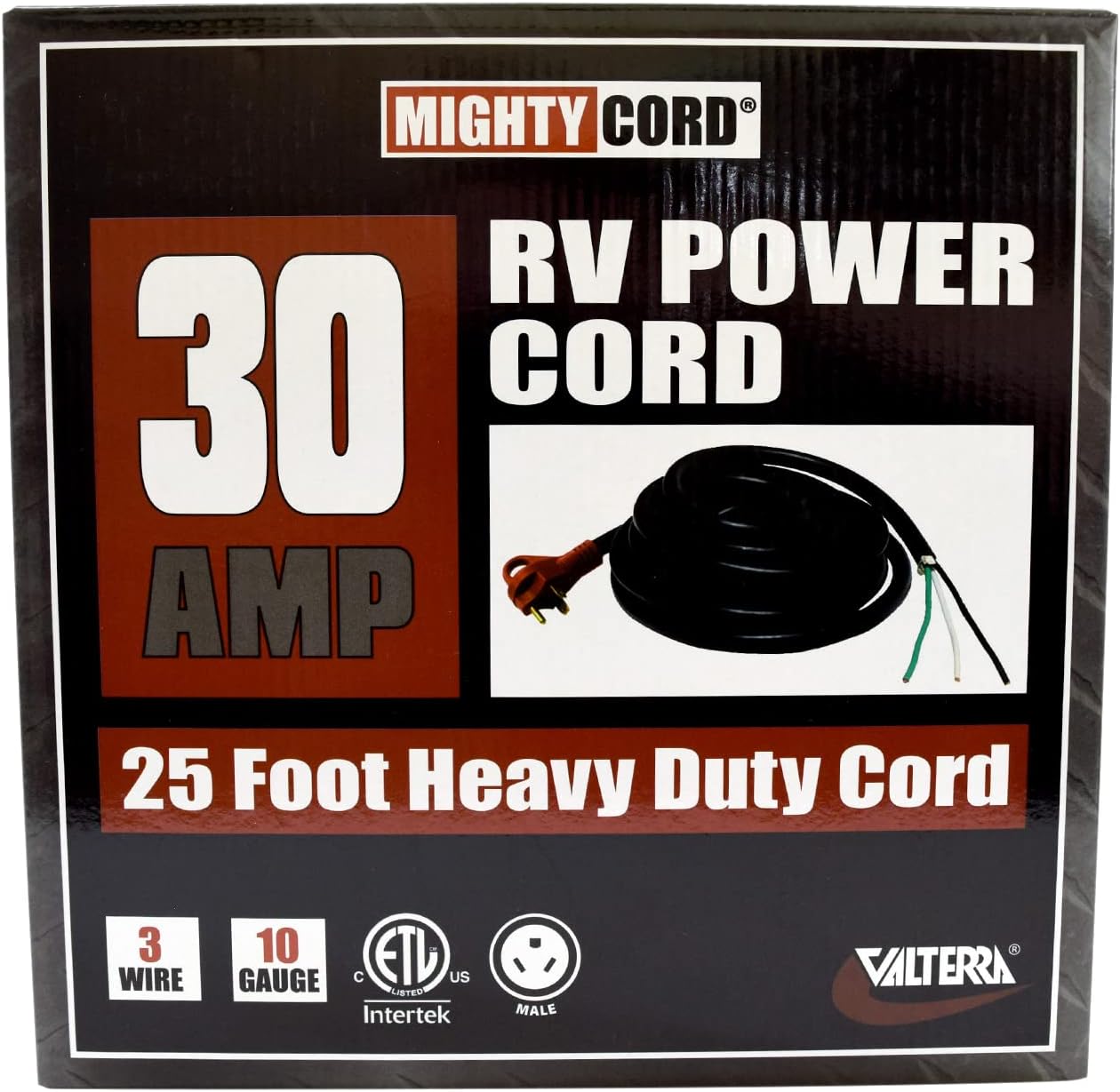 Mighty Cord A10-3025END RV Power Cord 25', One End for Hard Wiring