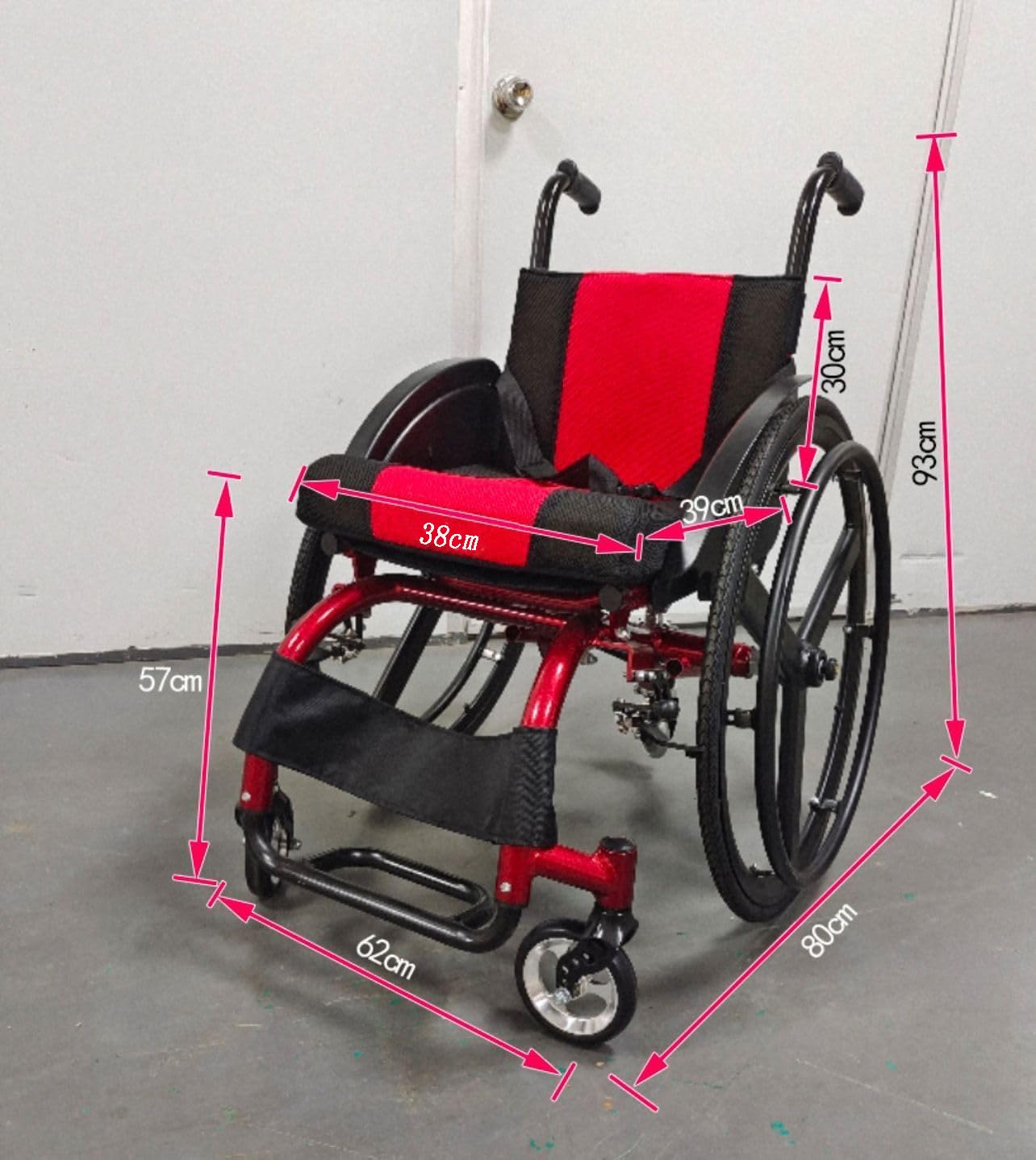 Silla de ruedas de rendimiento deportivo, manual, plegable, de aluminio, ultraligera, 13 kg, autopropulsada, 44 cm de ancho del asiento