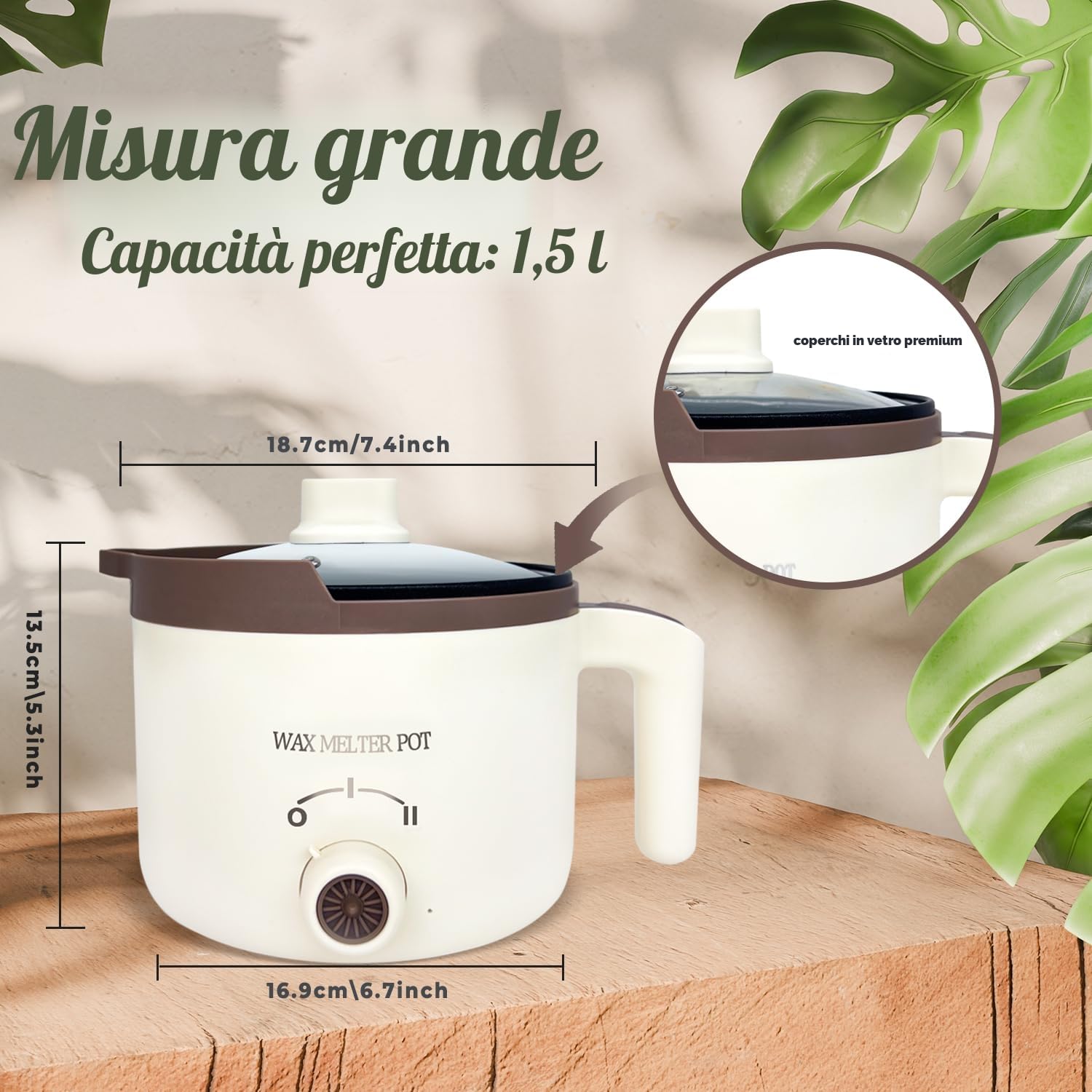 LINGQIAN Sciogli cera elettrico per candele con beccuccio 1.5L(marrone)
