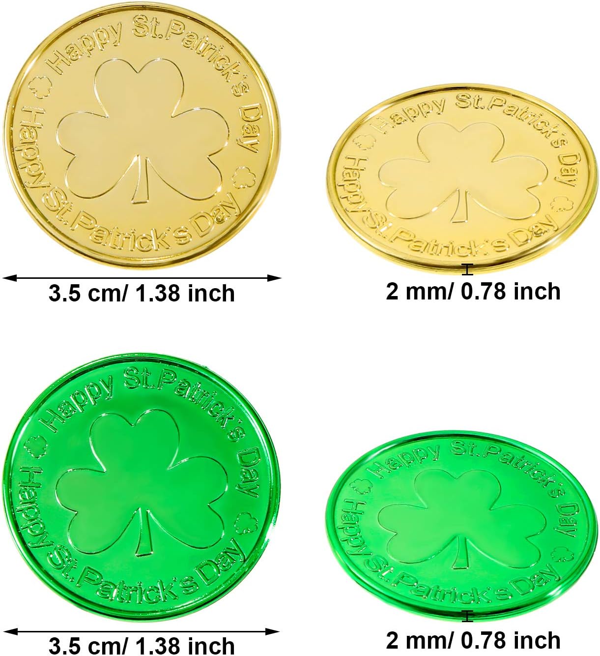 Zhanmai 120 Pieces St. Patrick's Day Coins Shamrock Gold and Green Lucky Plastic Coins Table Scatter for St. Patrick's Day Party Favors