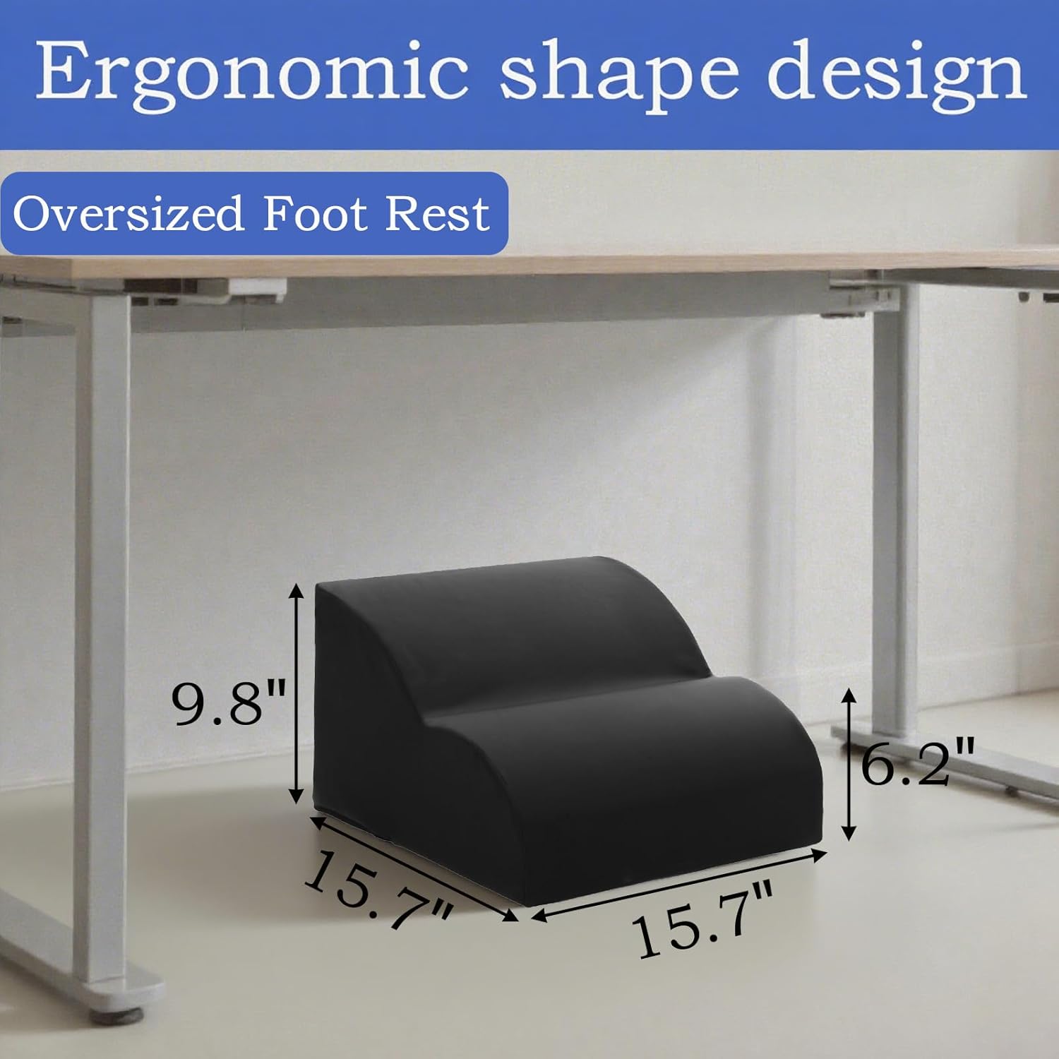 foot rest for under desk at work.multifunctional 3-tier foot stool,with waterproof leather footrest.for under desk,office chair gaming chair & sofa,leg elevation pillow,supports posture-black