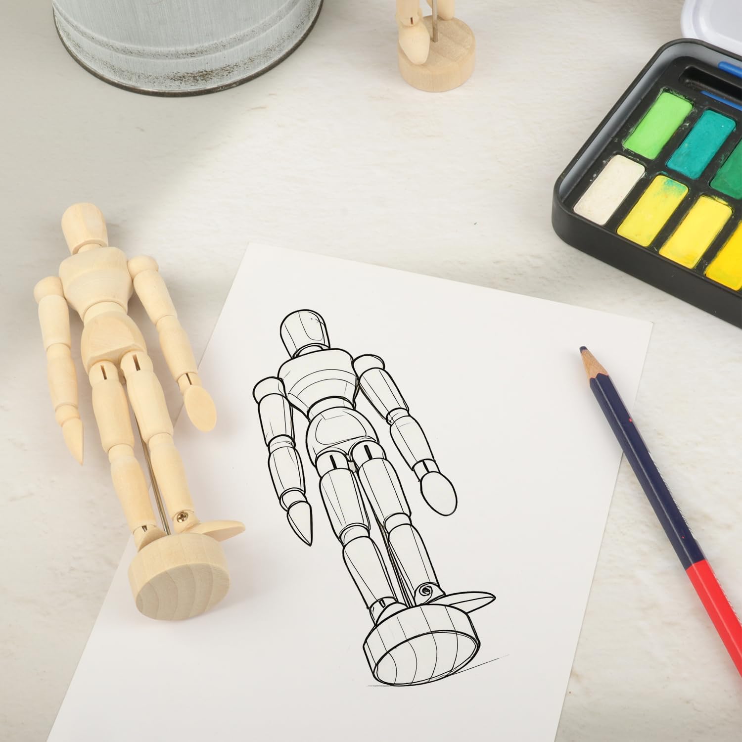 Yiksonyo 10-Pack 5.5" Wooden Mannequin, Mini Wooden Drawing Mannequin Set, 5.5 inch Wood Poseable Figure for Drawing, Art, Figure Drawing, Sketching & Desktop Decor