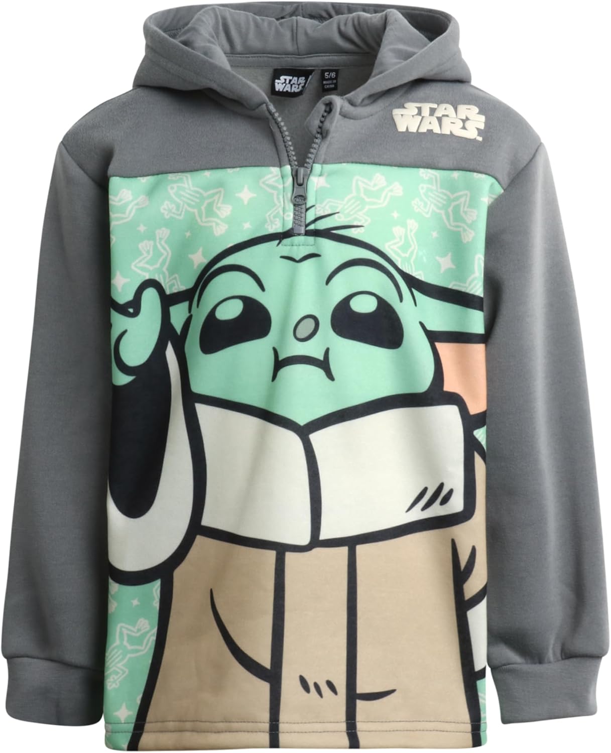 STAR WARS Boys Quarter Zip Pullover Hoodie - 1/4 Zip Sweatshirt Fleece Graphic Hoodies for Toddler & Little Boy (Sizes: 2T-6)