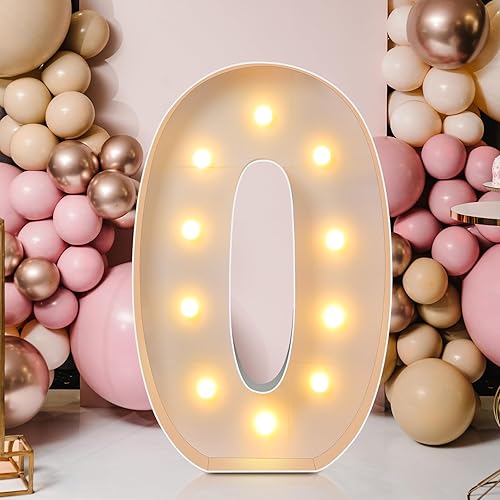 Retisee Juego de marcos de números de marquesina iluminados de 4 pies con mosaico gigante, decoración de fiesta de números de marquesina blanca