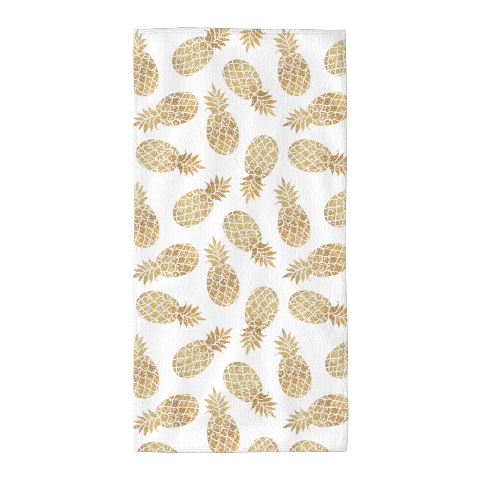 TTIGLHOH Golden Pineapple Background Stylish Printed Long Towel Quick Drying For Gym Camping Daily Use