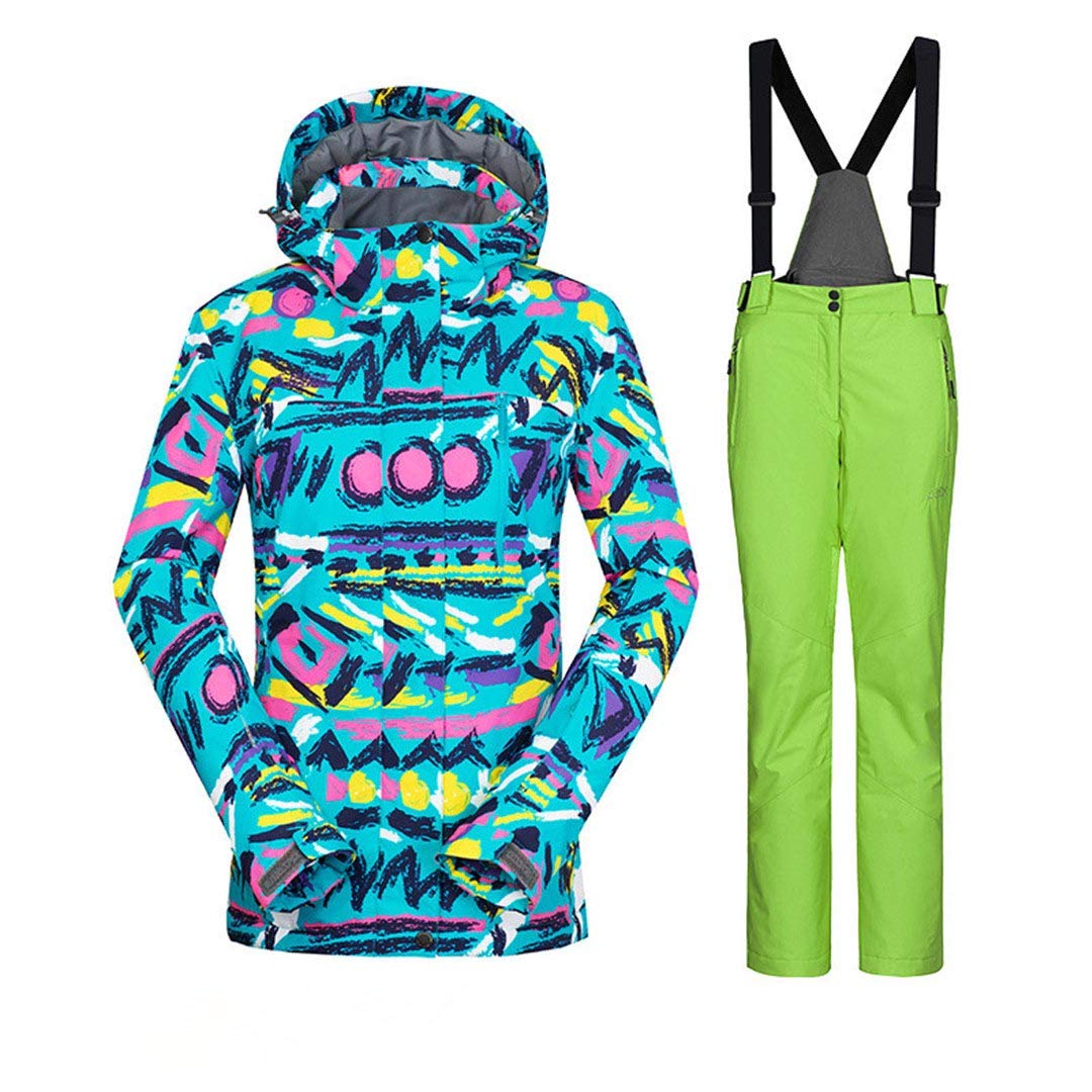 Saeohnssty Damska kurtka zimowa, kurtka snowboardowa, narciarstwo, sport, kombinezon, wodoodporny, snowboard, kombinezon, czarny, zestaw M