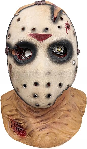 Halloween Fredie Against Jackson Latex Mask, Full Head with Removable Light Outer Mask, Revealing Scary Torn Face, Perfect for Costume Parties and Themed Events