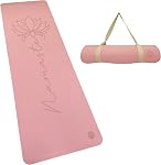 Non Slip Yoga Mat 6mm Thick, TPE Yoga Mat with a Carrying Strap, Home Workout, Light Weight Travel Pilates Mat Women, Fitness Gym Mat, Namaste