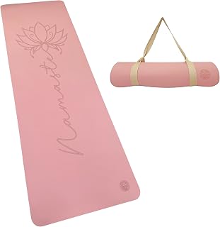 Non Slip TPE Yoga Mat 6mm Thick with Carrying Strap, Lightweight Exercise Mat for Home Workout, Pilates & Fitness, Comfort Cushion Workout Mat