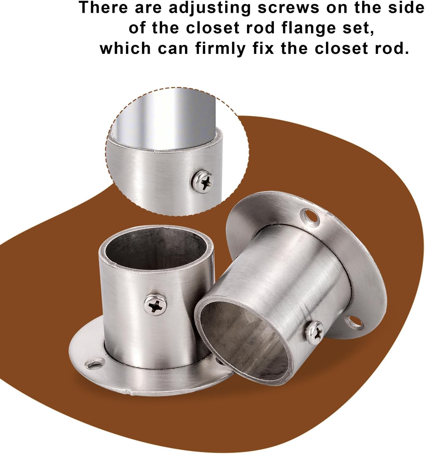 4 Pack Stainless Steel Closet Rod Flange Holder for Outside