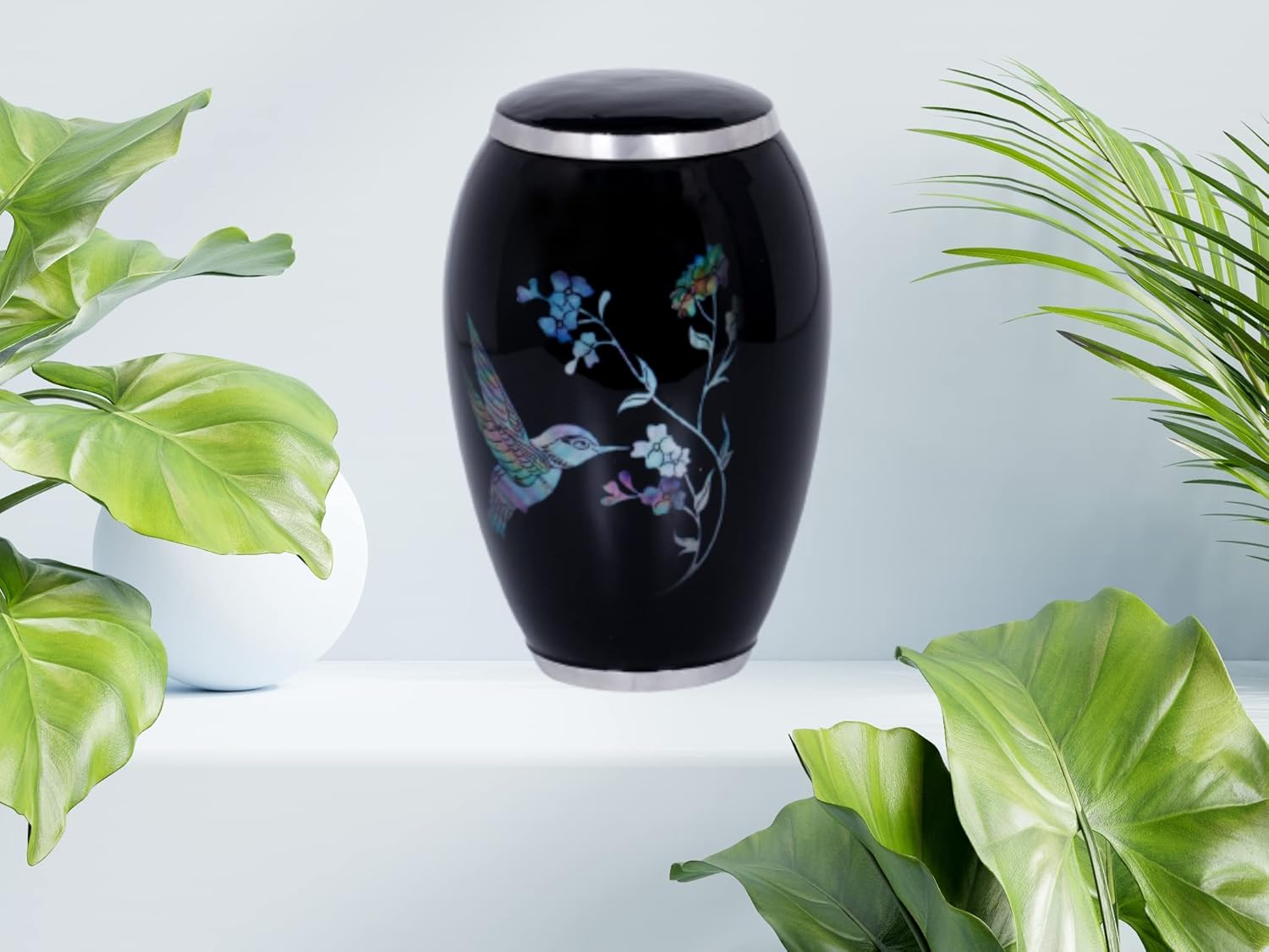 Misaa urn- Urns for Ashes Adult- Handmade Lovely Humming Bird Adult Cremation Urn for Human Ashes - Adult Funeral Urn -urn for Ashes Adult (200 lbs) (1, Black Large)
