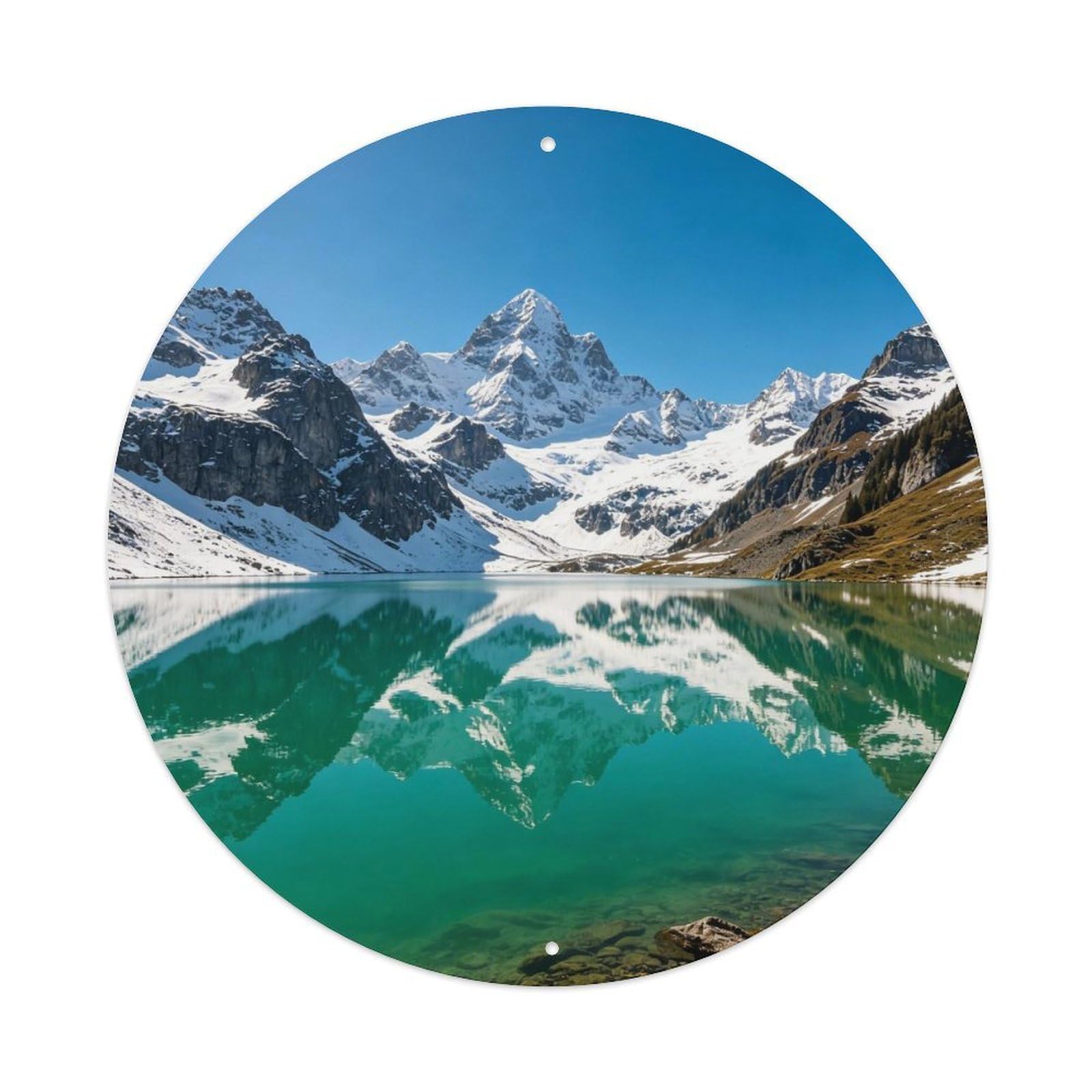 Alpine Crystal Lake Snow Mountains Metal Tin Sign Plaque