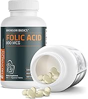 Vista 4 de Bronson Folic Acid 800 MCG Supports Prenatal Development, Non-GMO, 360 Tablets