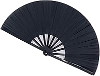 Vista 1 de Large Folding Fans Rave Hand Clap Fan Popping Fan for Line Dancing, Big Foldable Clacking Fans for Dance Festival, Dancing, Performance (Black)