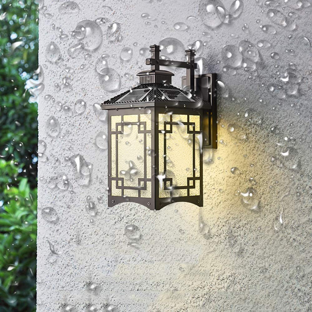 Aluminiowa wodoodporna kreatywna szklana lampa solarna LED do domu ogrodu retro europejski styl retro lampa ścienna na patio okno