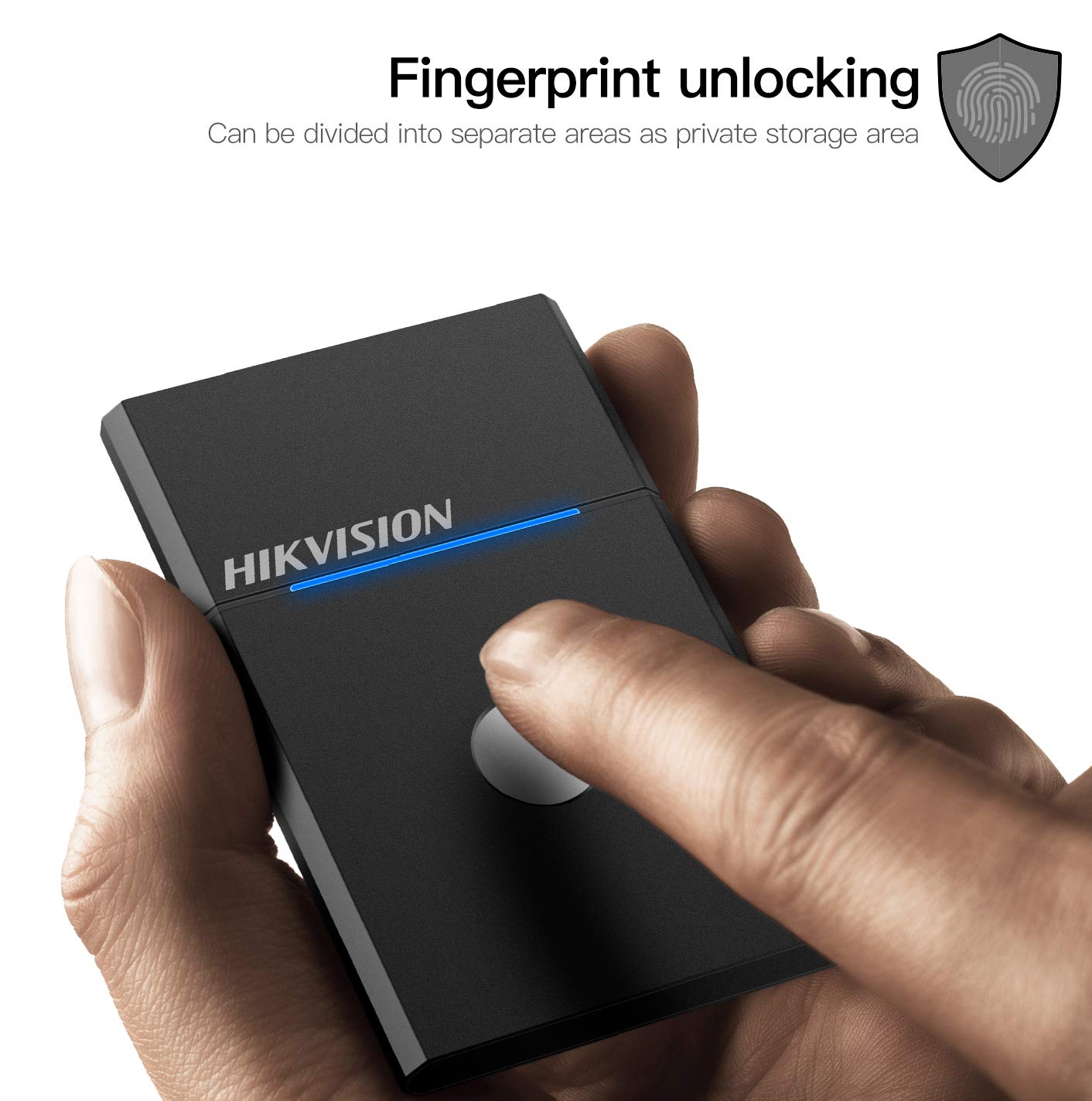 HIKVISION Elite 7 Touch Portable SSD with fingerprint unlocking feature