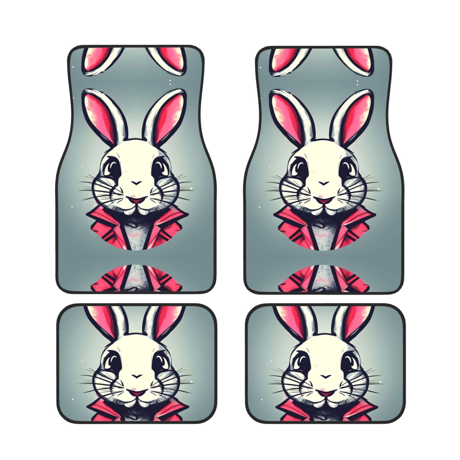 Ensemble complet de 4 tapis de voiture étanches pour voiture - Lapin lapin mignon - Tapis de protection pour voiture