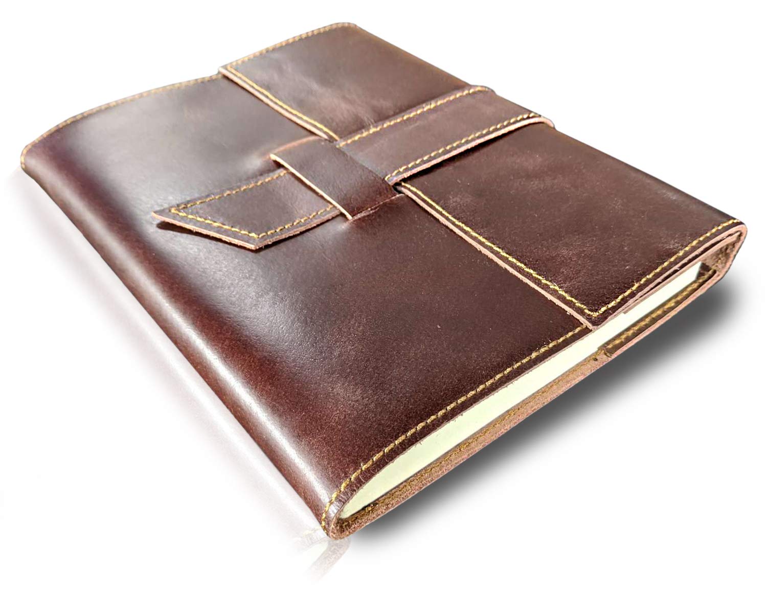 RUSTIC TOWN Brown Leather Journal Refillable Writing Notebook - Handmade Daily Travel Notepad for Men Women | Travel Office Journal | Unlined Paper 8 x 6 inches Notebook (Medium), 200 Pages