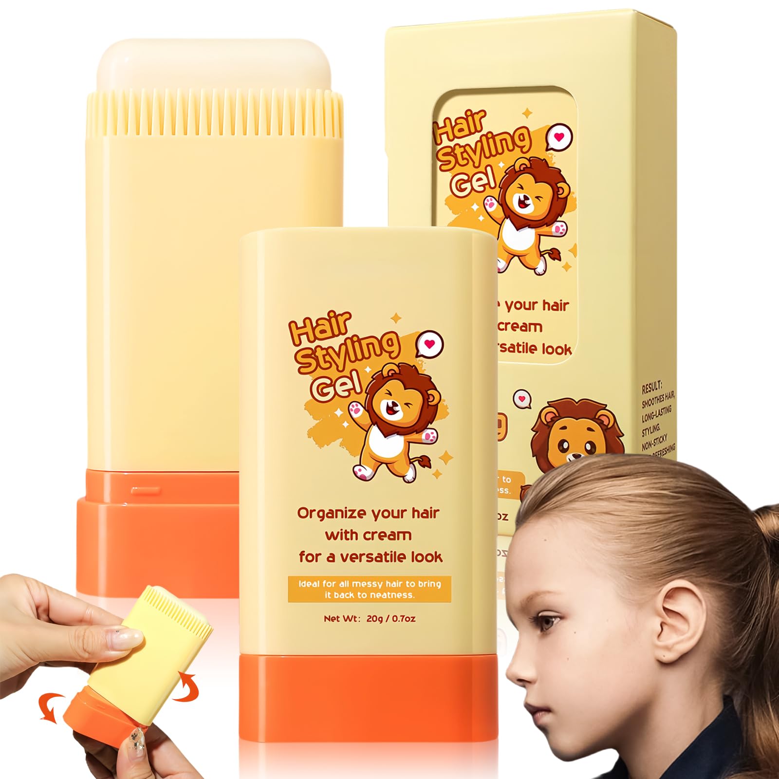 Hair Wax Stick, 2-in-1 Design with Built-in Comb, Hair Styling Products, Moisturizing & Non-Greasy