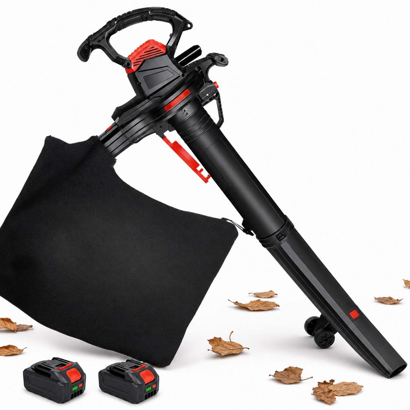 Souffleur Aspirateur De Feuilles Sans Fil 3-En-1 Avec Broyeur 2×5.0Ah