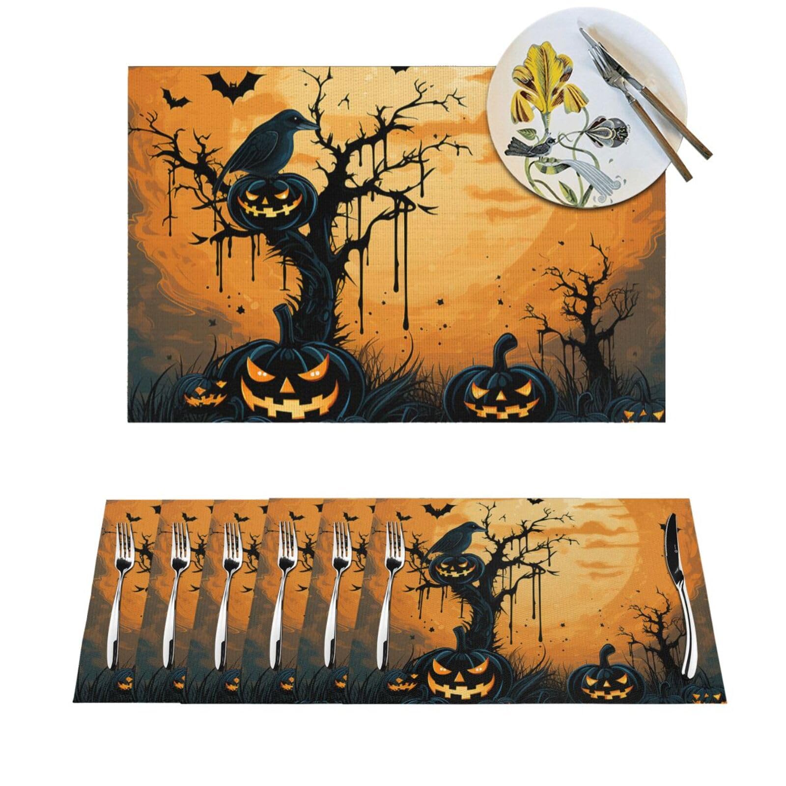 Sets de table en PVC lavables orange pour table de cuisine dîner