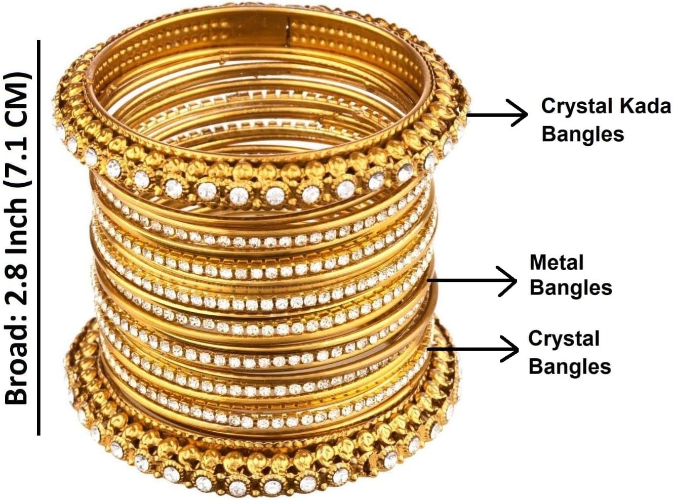 Efulgenz Indian Bangles for Women Oxidized Bangles Indian Jewelry Boho Crystal Rhinestone Gold Tone Oxidized Bollywood Wedding Crystal Bracelets Bangle Set (25 Pcs)