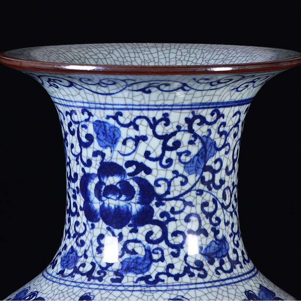 GRFIT Jarrones Jarrón de Piso de cerámica Antiguo Azul y Blanco jarrón de Porcelana decoración de Sala de Estar 24.8 Pulgadas de Altura Jarrones Decorativo