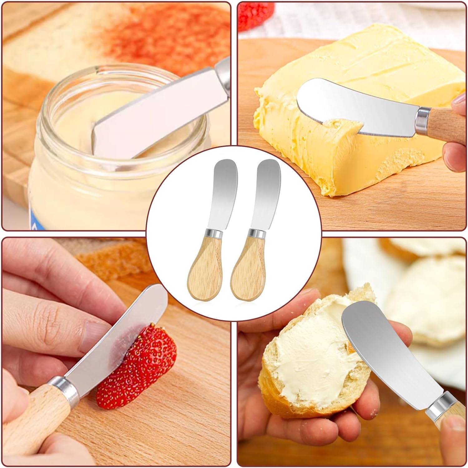 Cuchillo de Mantequilla - Cuchillos Untar Set 4 de Unidades,Cuchillos de Little Cheese Spreader Knives,Espátula esparcidora de mantequilla de acero inoxidable, esparcidor de mantequilla multiusos