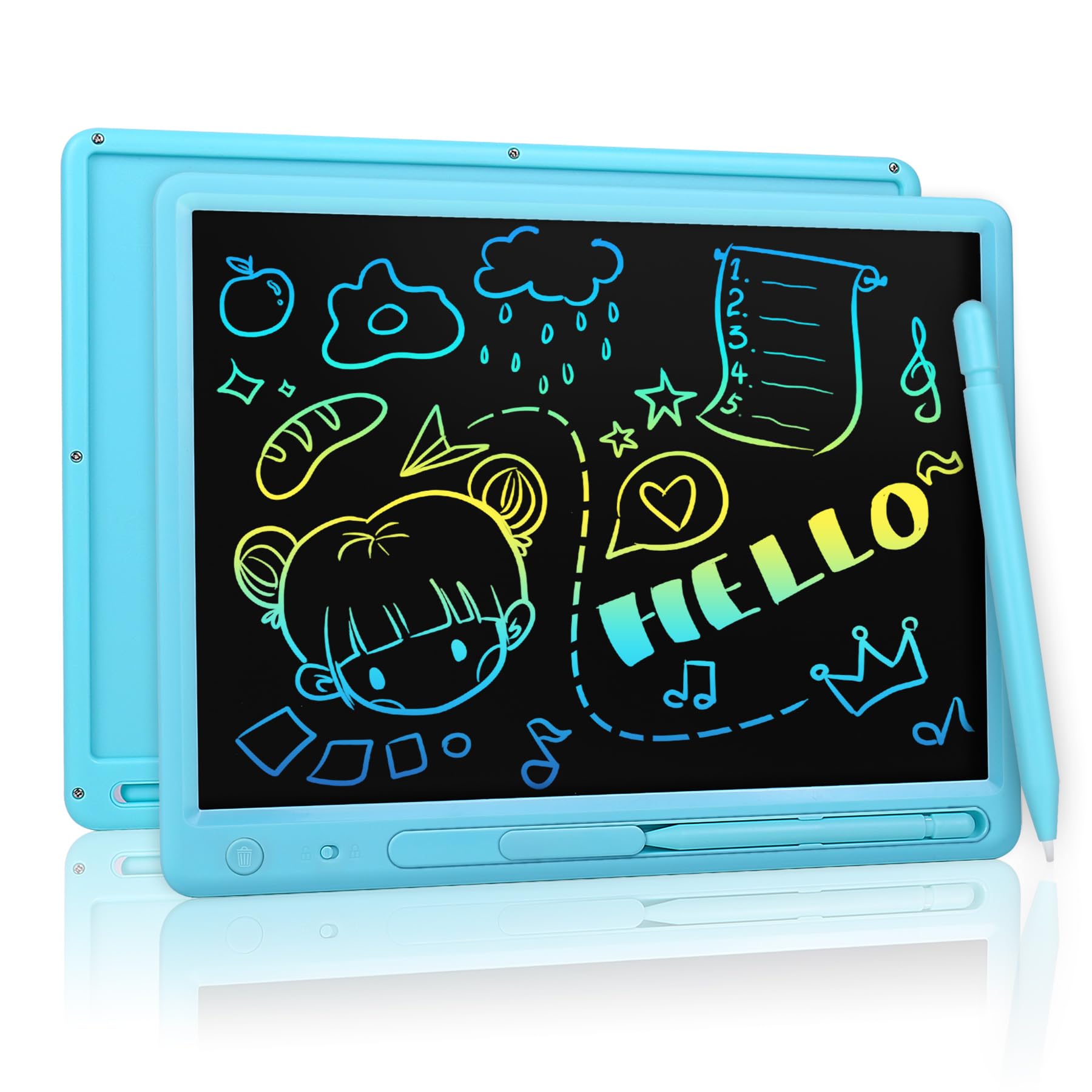Aricvort LCD Kids Writing Tablet, 15 Inch Large Screen Doodle Board Drawing Board Writing Tablet Educational Toddler Toys,Birthday Gift for Girls Boys 3-12+ Years Information Practice Tablet (Blue)