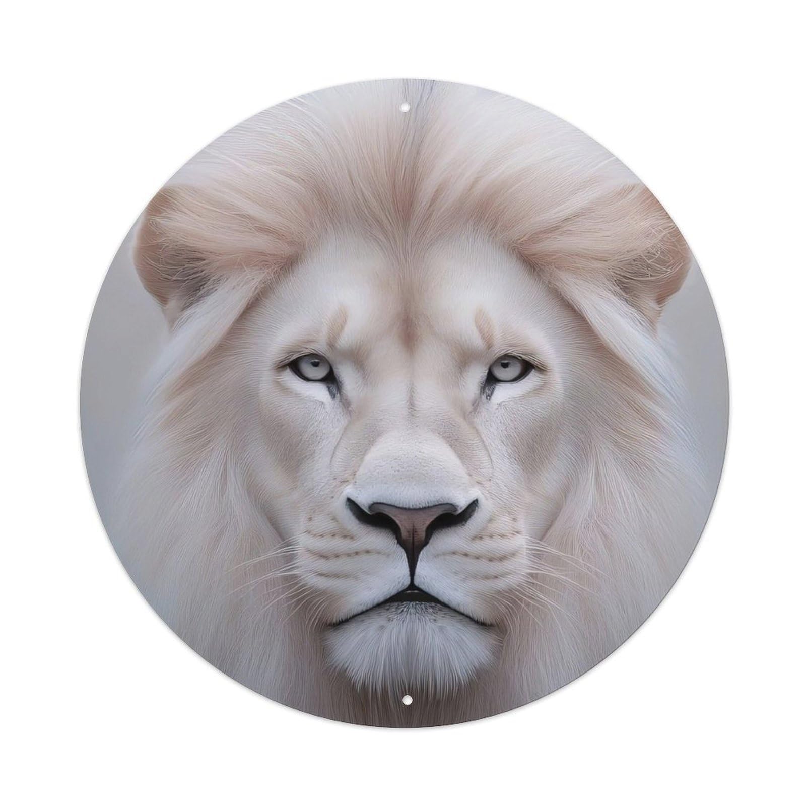 Animal White Lion Hyperrealistic Wildlife Photography Minimalist Vintage Metal Tin Sign Plaque Wall Decor for Cafe, Club Bar, Office, Garden Metal Poster 8x8Inch