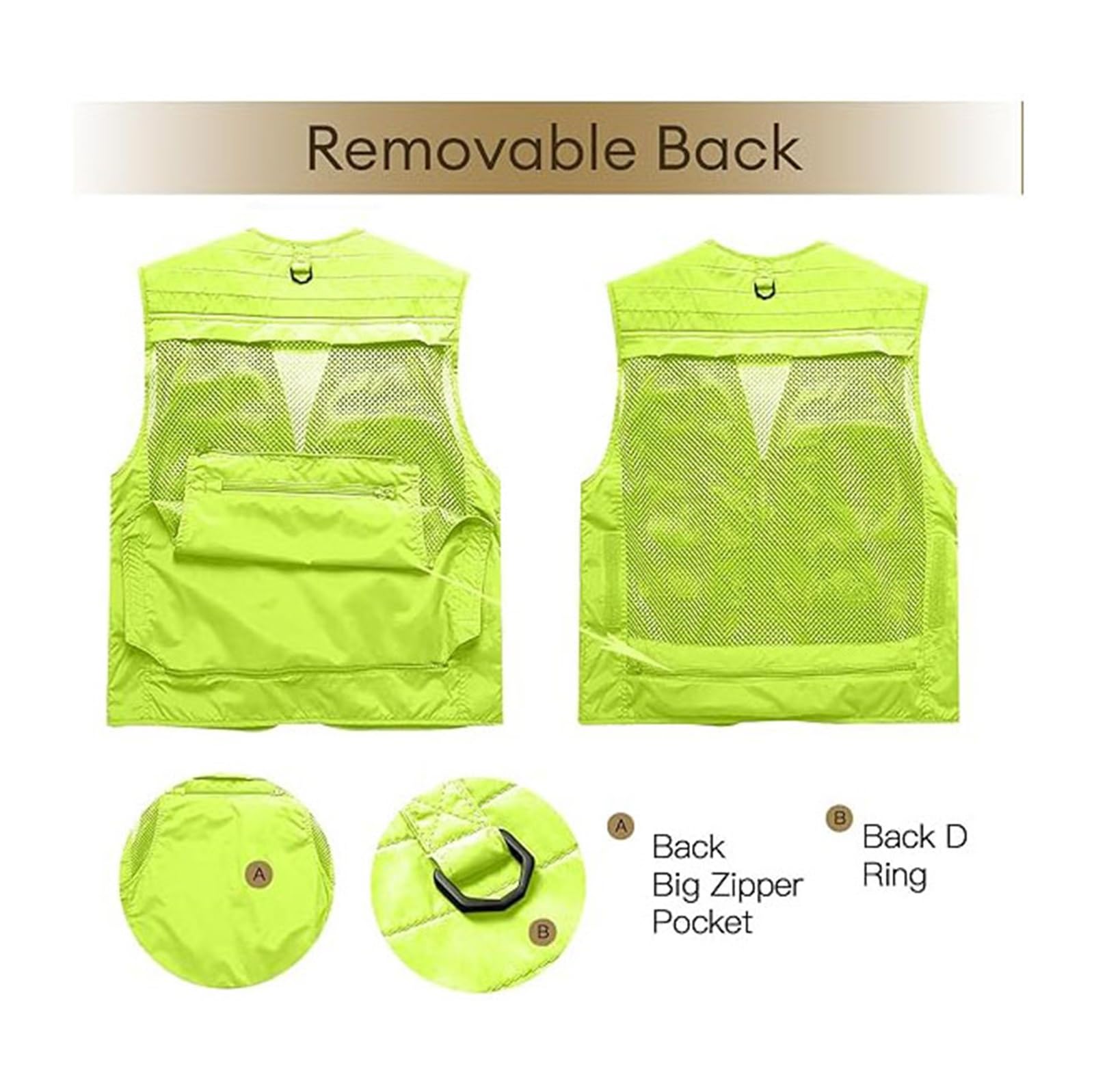 Wygwlg Gilet da Uomo Senza Maniche in Rete con Cerniera e Tasche Multiple