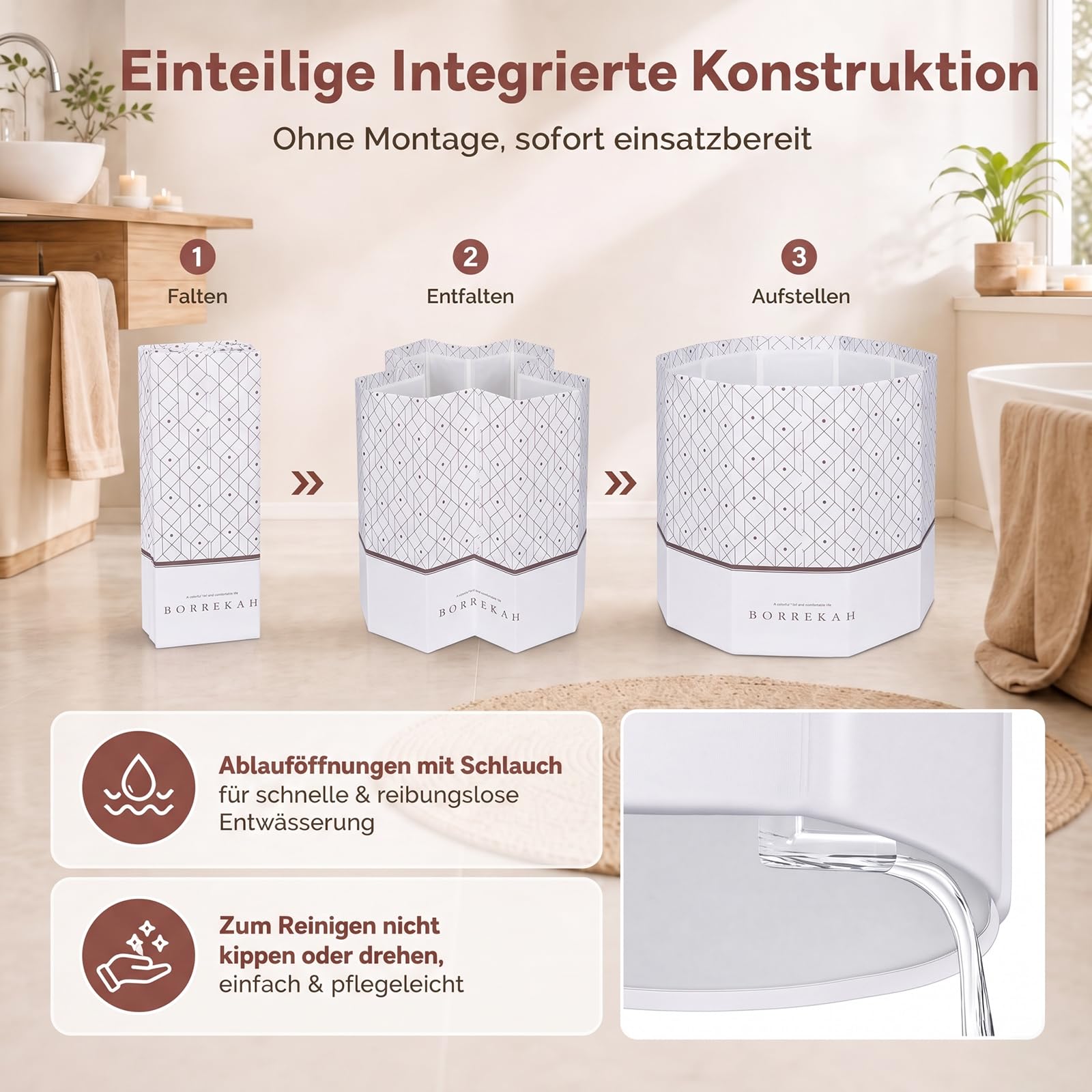 Faltbare Badewanne für Erwachsene,Sitzbadewanne Outdoor, Grau