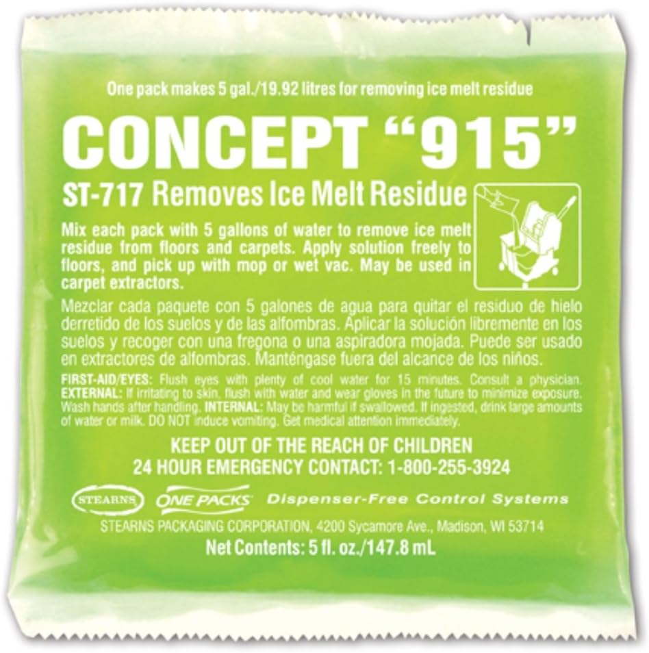 Stearns One Pack Concept 915 Ice Melt Residue Remover for Hard Floors and Carpets (36 - 5 fl. oz. Packets per Case)
