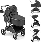 Gromast 3-in-1 Baby Stroller, Convertible Stroller for Newborn Infant Toddler with Reversible Seat, UPF 50+ Canopy & Cup Holder - Gray