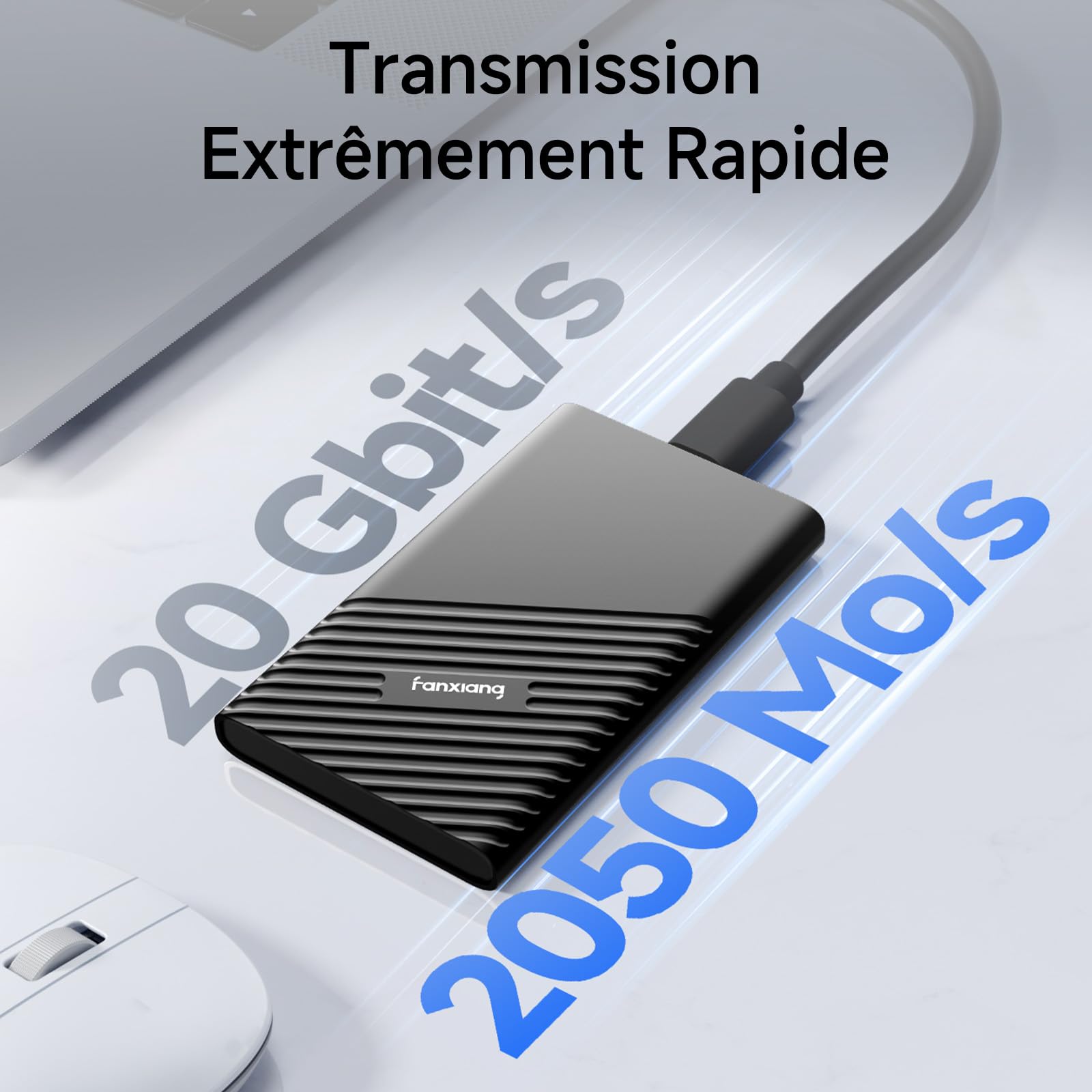 Fanxiang PS2000W 1To SSD Externe Portable USB 3.2 Gen2 USB-C 2000 Mo/s Lecture PSSD