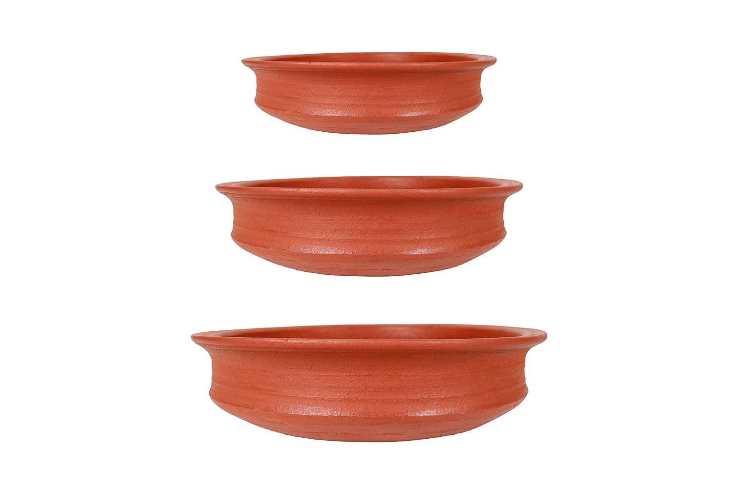 Buy Earthen Fine Crafts Pot 1 L, 2 L, 3 L Combo/Clay Handi/red