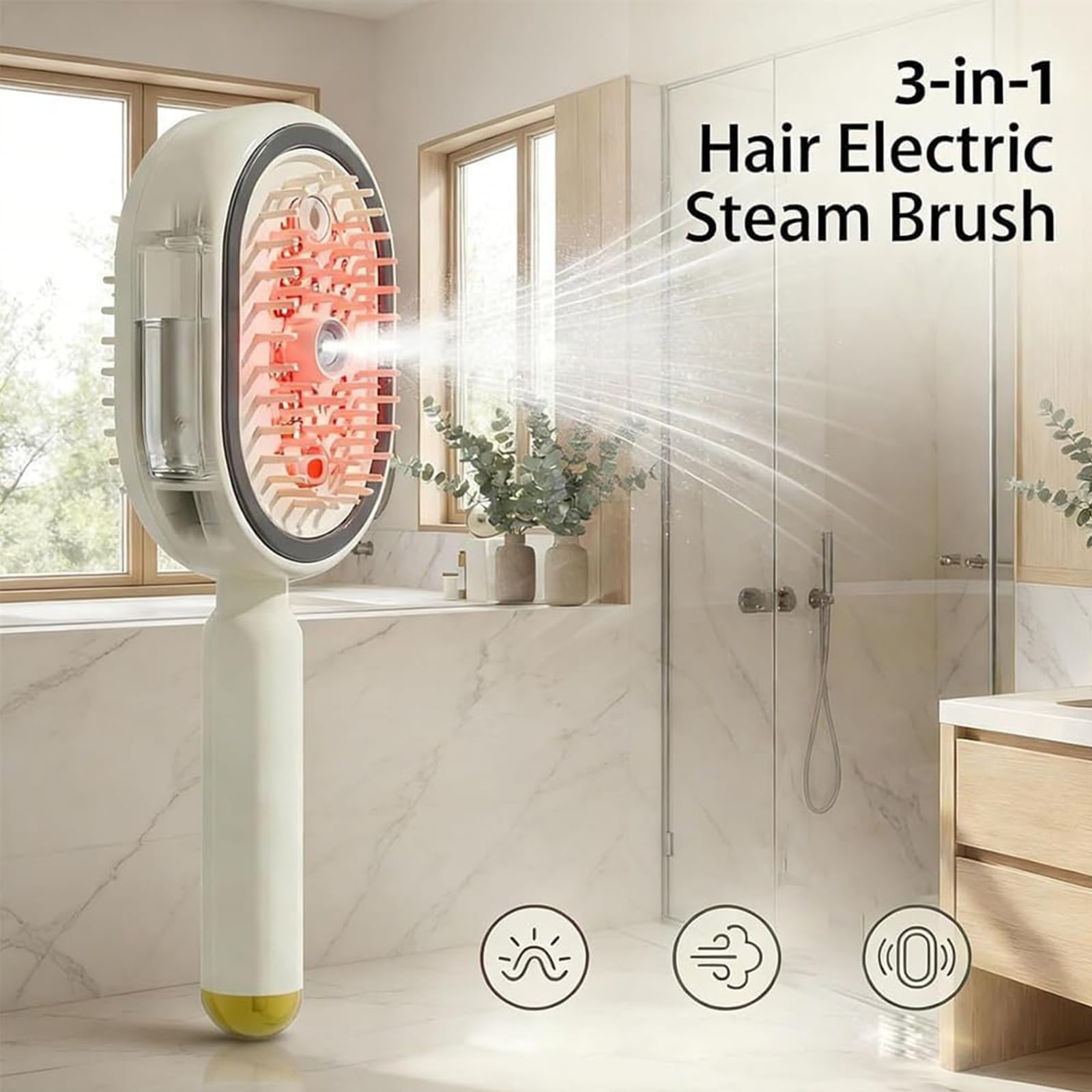 Electric Spray Air Cushion Massage Comb,3-in-1 Self Cleaning Cordless Anti-Static Detangling Comb Air Cushion Massage,for Wet Dry Hair and Home Spa Treatment (C)