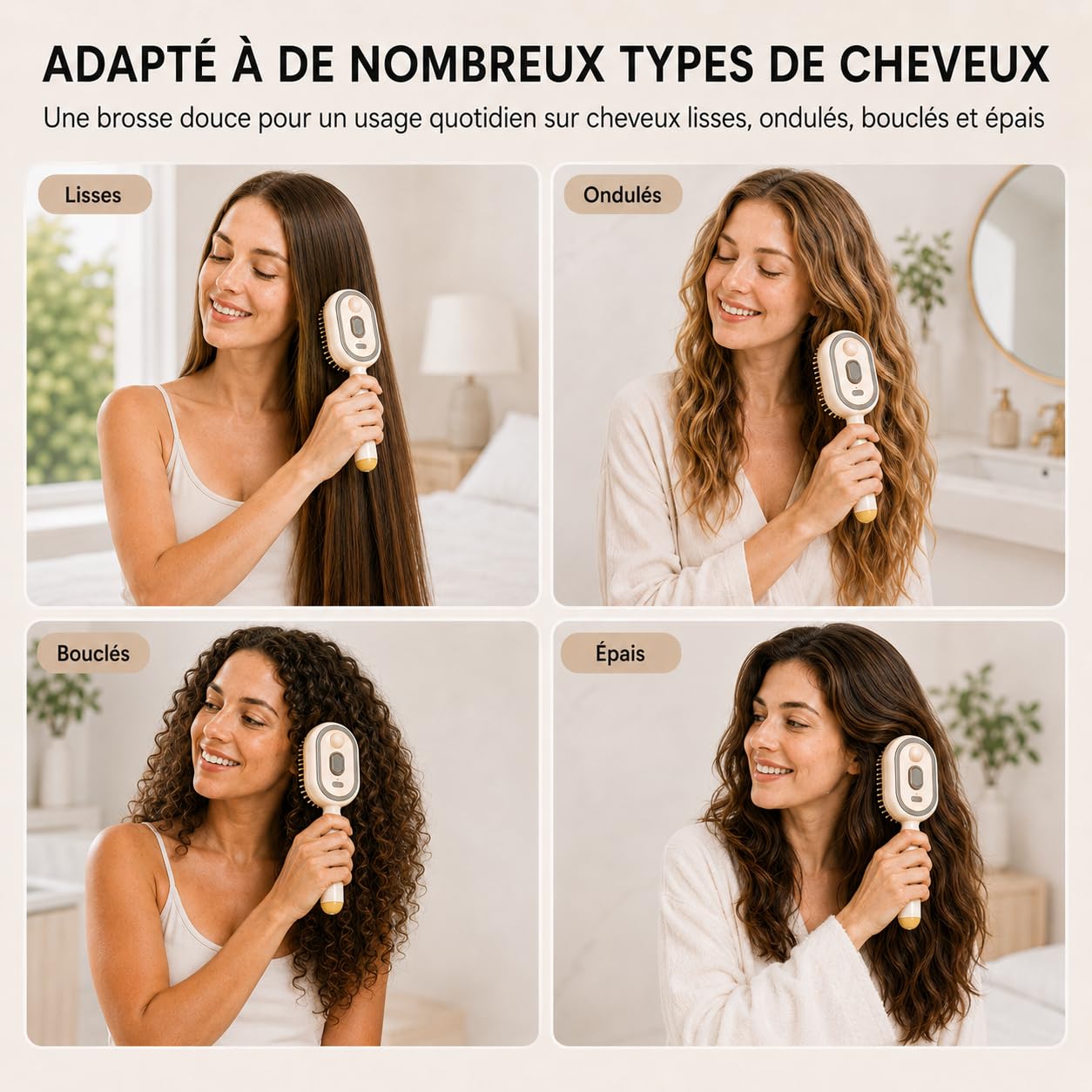 Peigne De Massage Electrique a Spray, Brosse Vapeur Cheveux 5 en 1 avec Brume Fine, Mode Lumière Rouge, Nettoyage Rétractable, Anti-Nœuds et Antistatique pour Cheveux Frisottés (Rose)