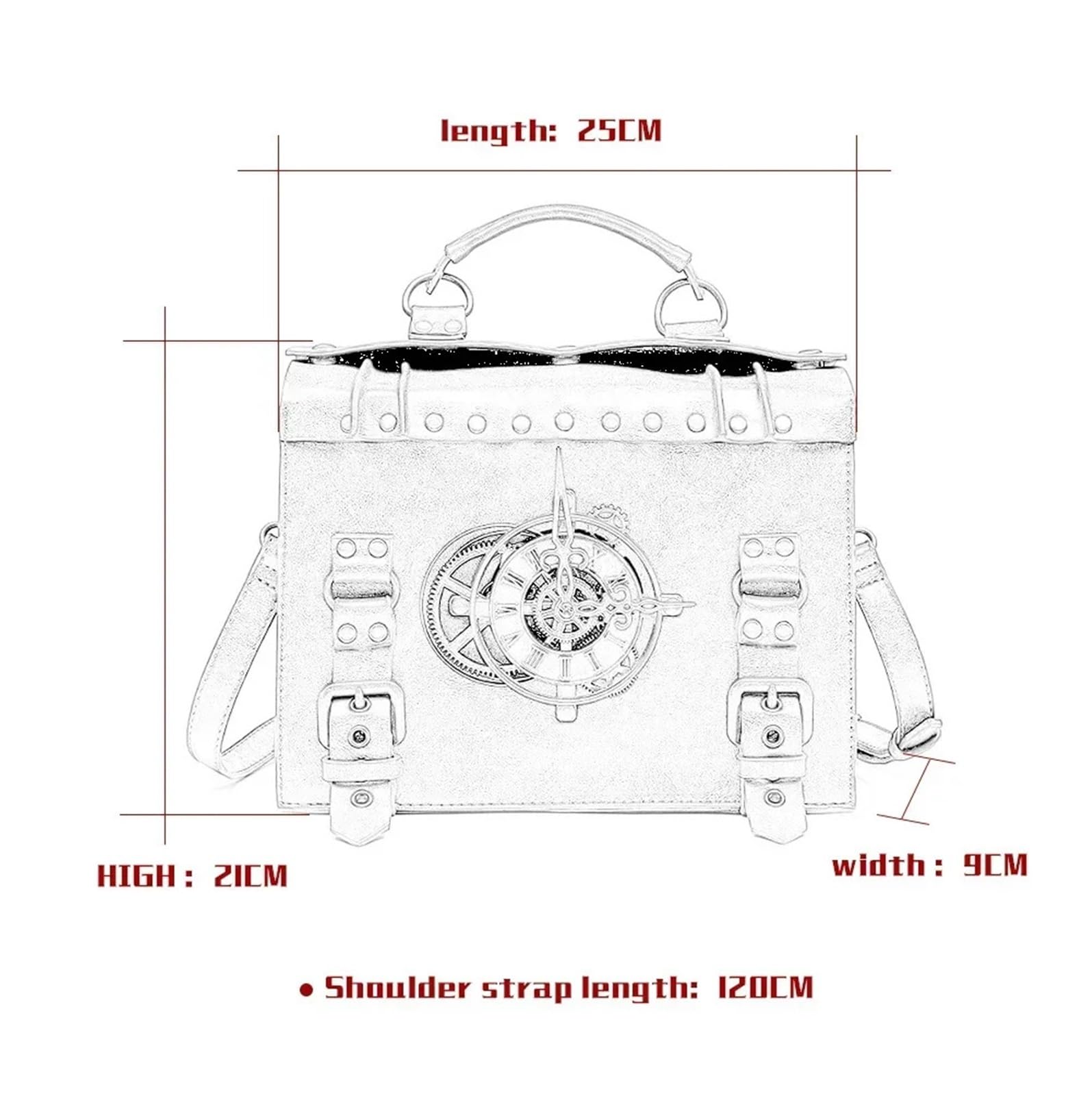 skórzana saszetka, Zegar Gear Crossbody Torby Retro Messenger Gotyckie torebki na ramię Listonoszka Etui telefon
