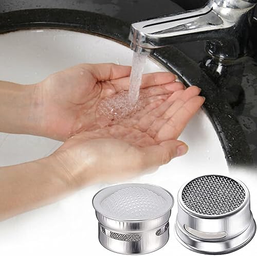 Vista 30 de Aireador de grifo de 2.2 GPM, paquete de 2 piezas de repuesto de filtro de aireación con carcasa de latón de 15/16 pulgadas, 0.945 in, filtro